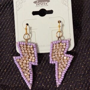 Purple and Gold Lightning Bolt Earrings